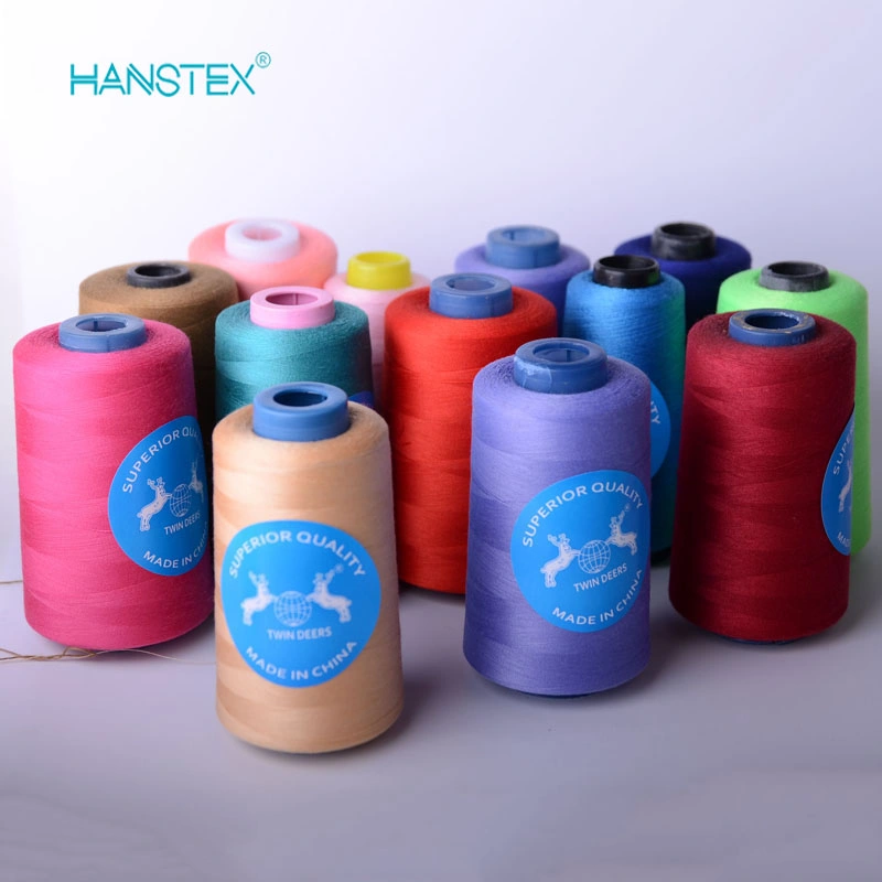 Manufacturer Wholesale Hanstex 20s/3 Poly Poly Core Spun Polyester Thread Hilo for Denim Jeans Sewing 120g