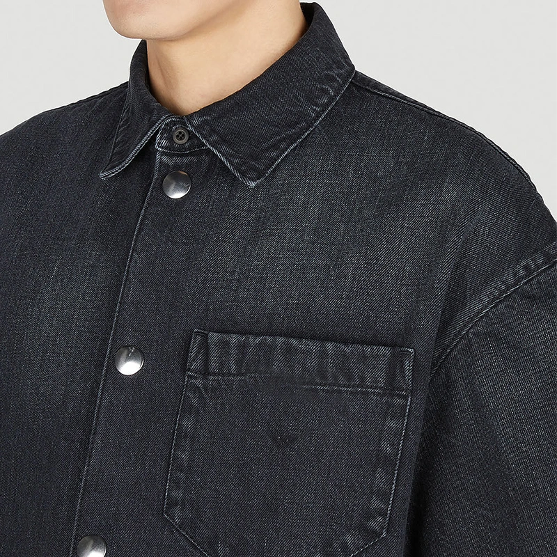 Denim Cotton Classic Collar Shirt Front Button Fastening Short Sleeves Plus Size Men&prime;s Shirts