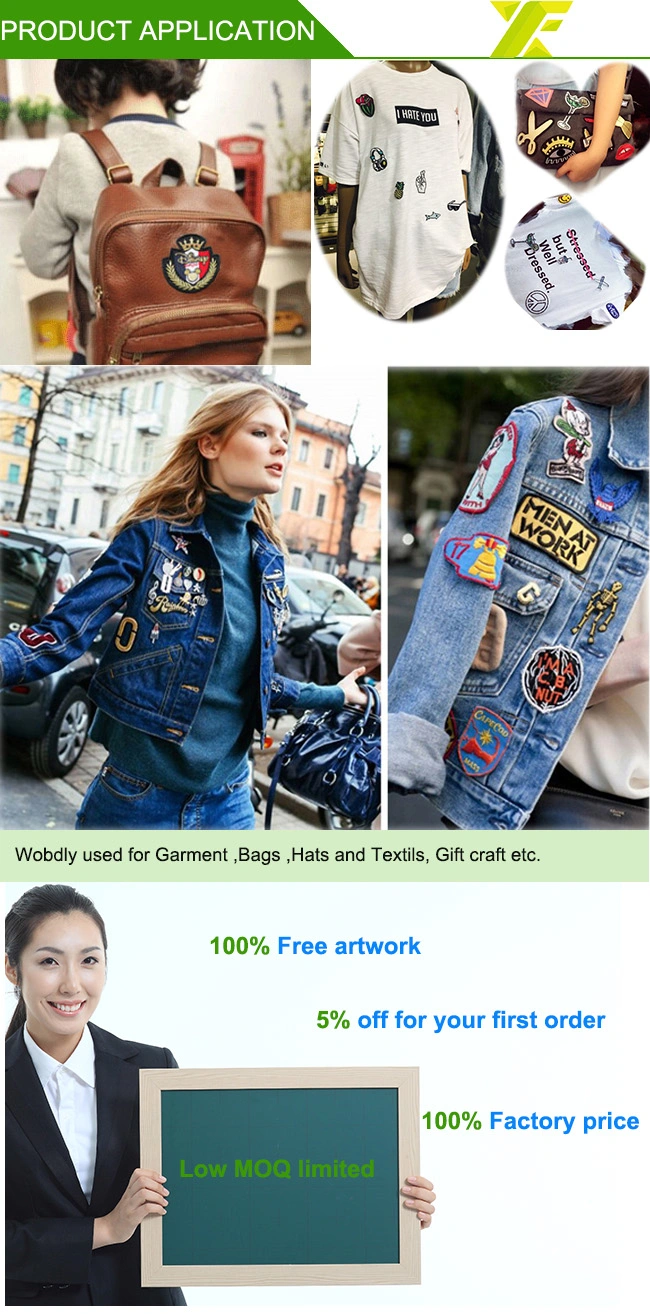 Wholesale Custom Cartoon Lip Garment Accessories Applique Embroidery Patches Fashion Jean Jacket Denim Embroidered Textile Badge Printing Labels and Emblems