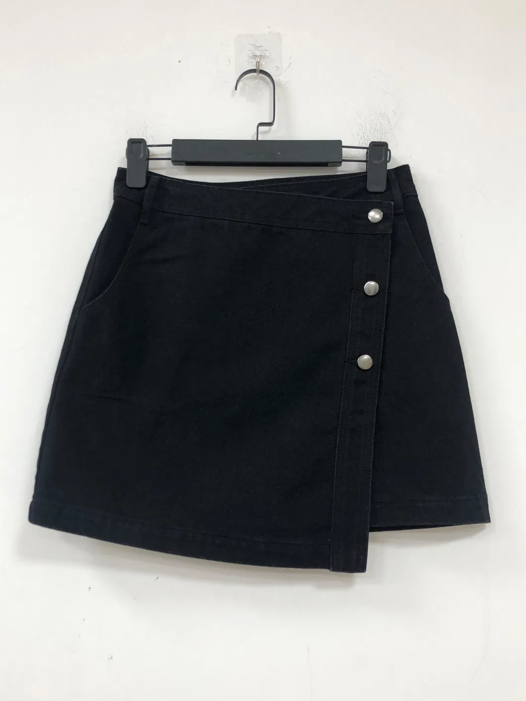 Non-Stretch Quality Women Black Denim Miniskirts