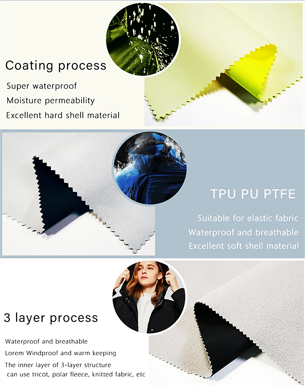 Digital Printed Waterproof Jacket Bonded Waterproof TPE Bamboo Jersey Softshell Fabric Denim Fabric 4 Way Stretch Fabric