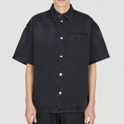 Denim Cotton Classic Collar Shirt Front Button Fastening Short Sleeves Plus Size Men′s Shirts