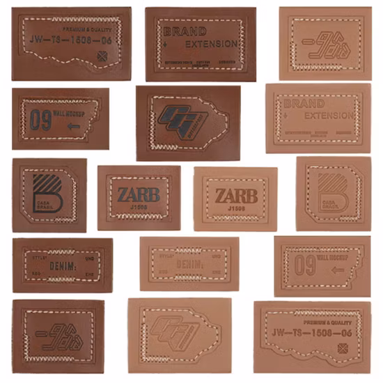Hot Selling Denim Leather Patch Labels PU Faux Leather Custom Logo Embossed Leather Labels